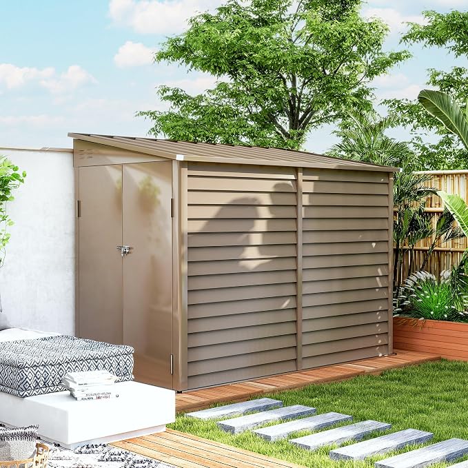 Outsunny 4.6' x 9' Steel Outdoor Storage Shed, Lean to Shed, Metal Tool House - Image 7