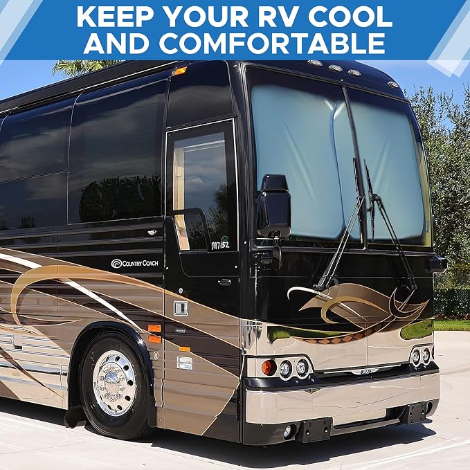 2-Piece RV Windshield Sunshade | Reflective 240T Polyester Front Windshield - Image 6