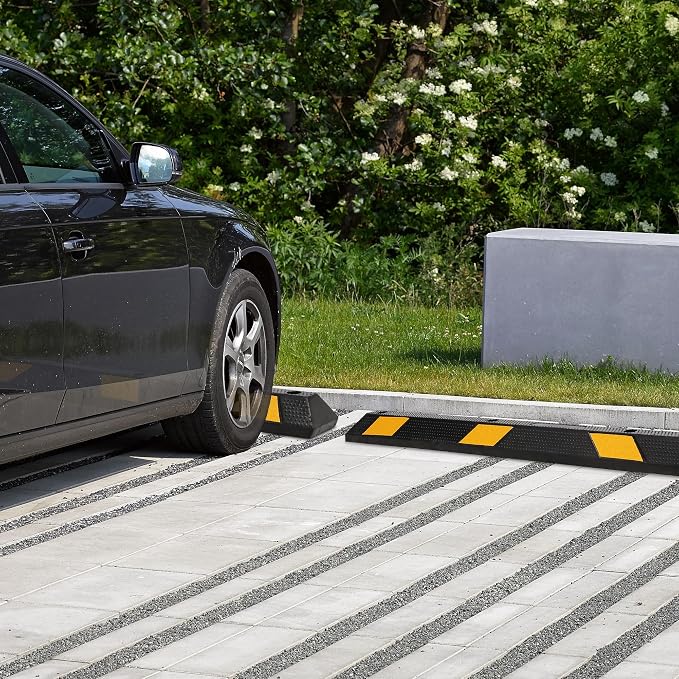 Pack of 1-72" Parking Stoppers for Garage, Heavy Duty Rubber Parking Curb - Image 2