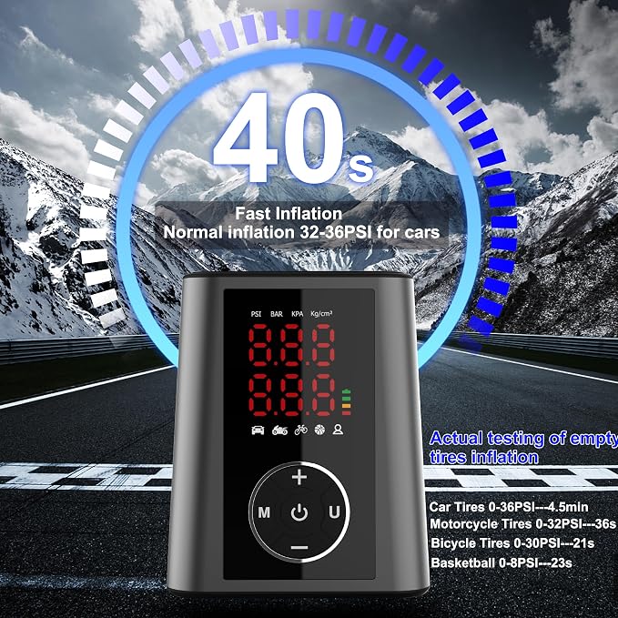 Amooca Tire Inflator Smart Fast Auto Tire Inflation 150 PSI 20000mAh Cordless - Image 4