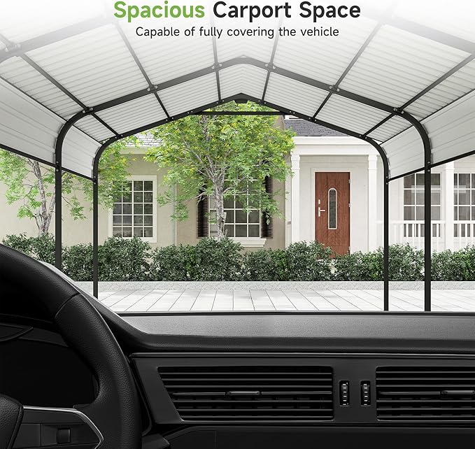 10×15FT Metal Carport, Heavy Duty Car Port, All-Weather Outdoor Storage Trucks - Image 2