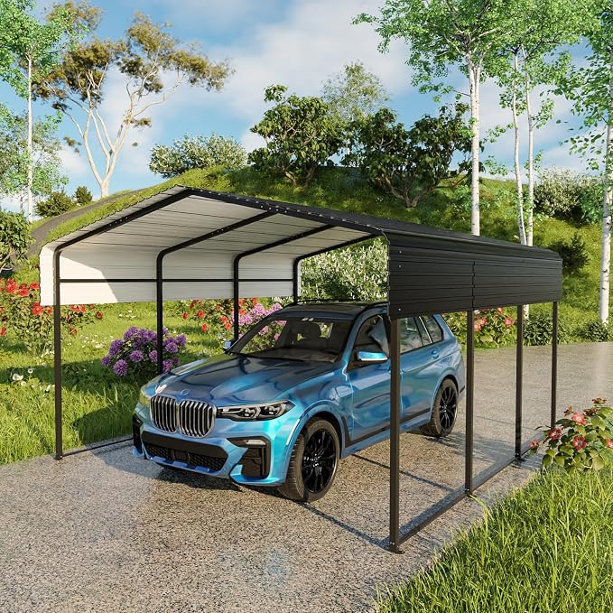 10 x 15 FT Metal Carport with Heavy Duty Galvanized Steel Roof & Durable Frame by NUGRIART