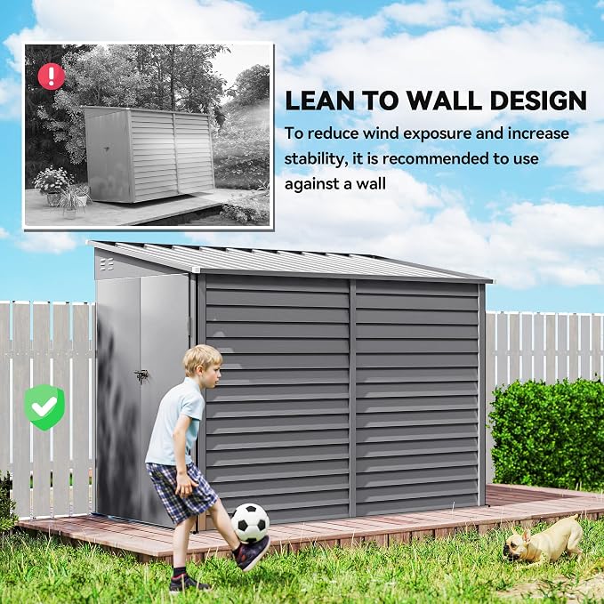 Outsunny 4.6' x 9' Steel Outdoor Storage Shed, Lean to Shed, Metal Tool House - Image 5