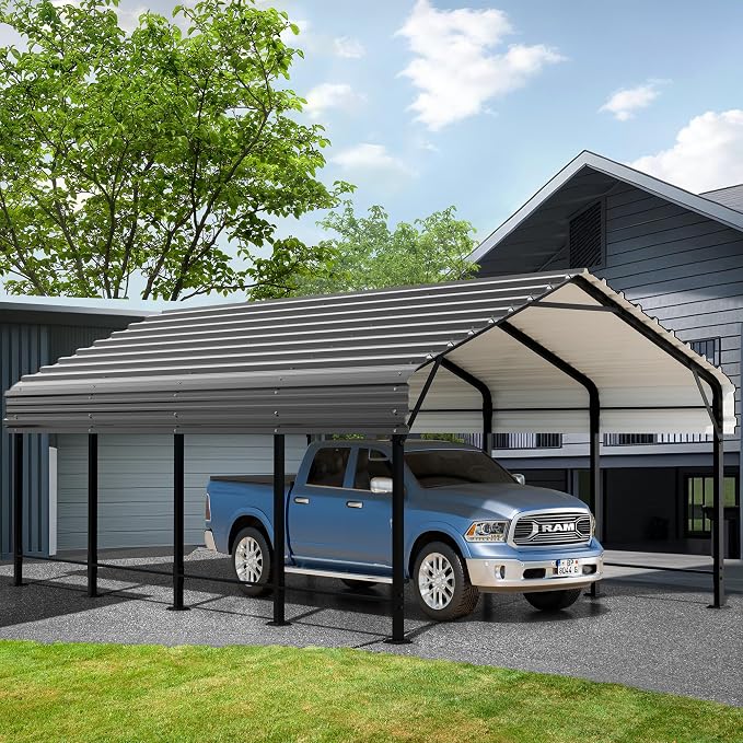 JAMFLY Carport, 12X15 FT Metal Carport, Heavy Duty Carport Canopy by JAMFLY