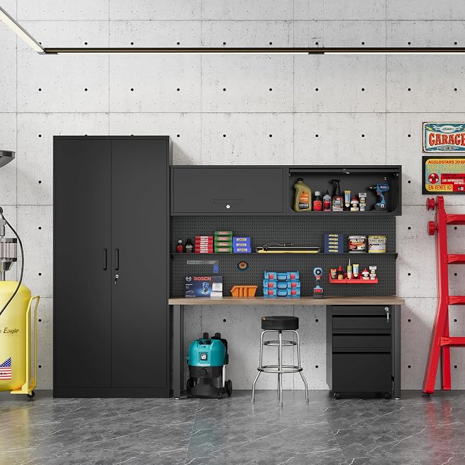 Metal Storage Cabinet Black Wall Cabinets - Image 8