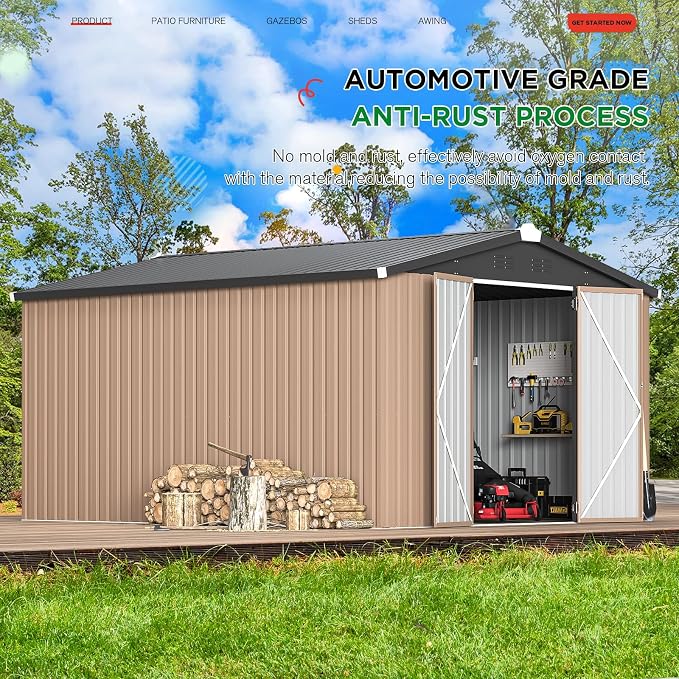 AECOJOY 10' x 14' Shed Metal, Outdoor Storage Sheds & Outdoor Storage 10' x 14' - Image 5