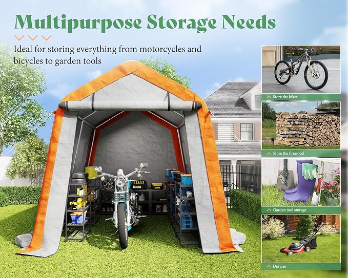 AMERLIFE 8x10x8 FT Heavy Duty Portable Shed Storage Shelter, Outdoor Storage - Image 3