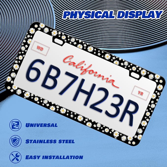 Beautiful Daisy License Plate Frame Daisies License Plate Holder Personalise - Image 3