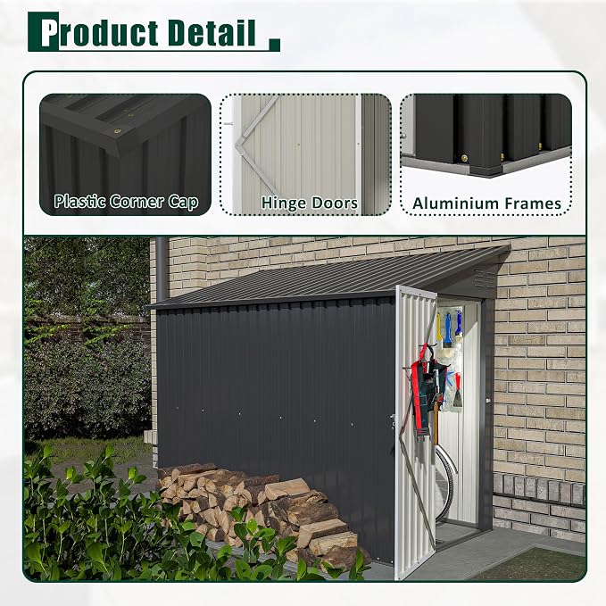 4 x 8 FT Metal Outdoor Storage Shed - Image 6