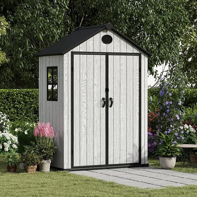 5.3x3.4 FT Resin Outdoor Storage Shed, 135 Cuft Garden Tool Sheds & Outdoor - Image 4