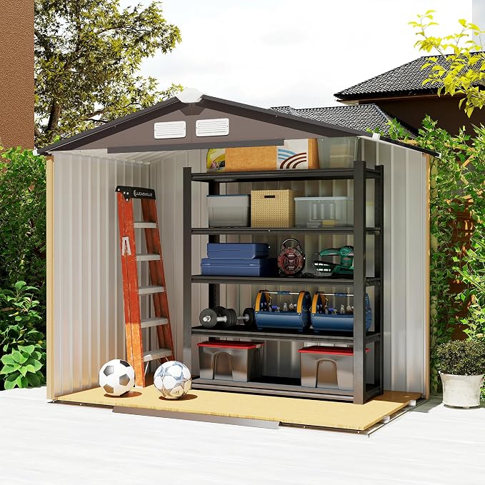 Outsunny 7' x 4' Outdoor Storage Shed, Garden Tool Metal Shed - Image 9