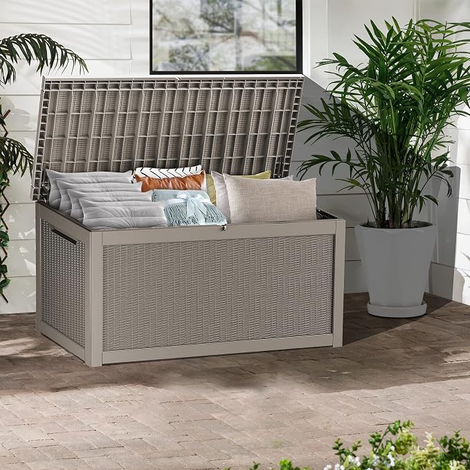 320 Gallon Lockable Resin Deck Box, Waterproof & UV-Resistant Outdoor Storage - Image 5