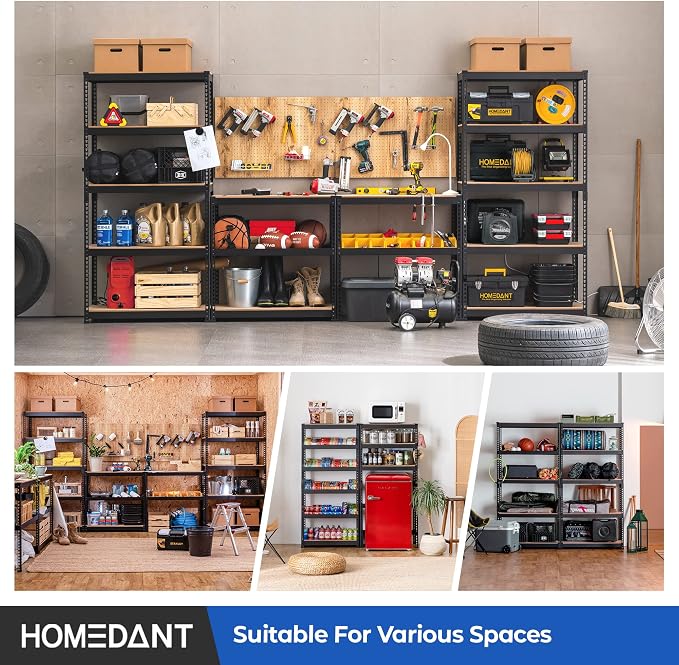 HOMEDANT 5 Tier Laminated Boltless Metal Shelving Unit Adjustable Garage - Image 9