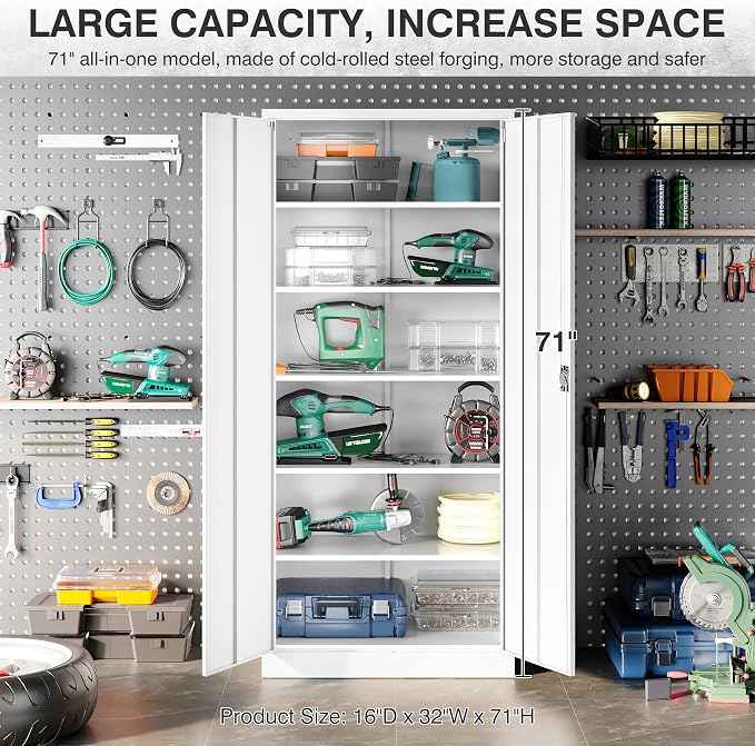 White Metal Storage Cabinet - Image 5