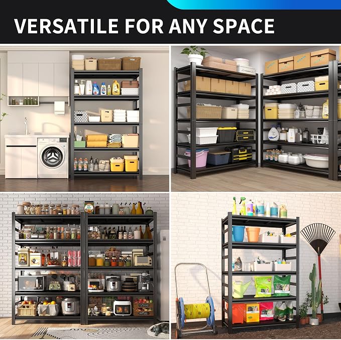 72" H Metal Garage Shelving Unit, 5-Tier Adjustable Garage Storage Shelves - Image 8