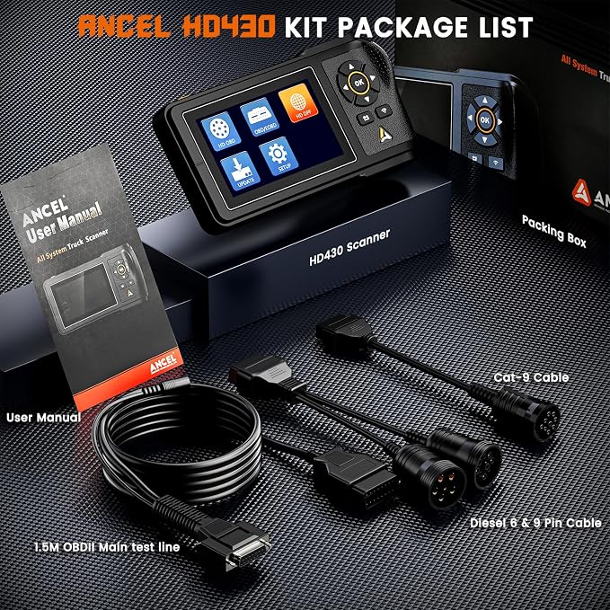 ANCEL HD430 Heavy Duty Truck Scanner, DPF Reset & Forced Regeneration - Image 8