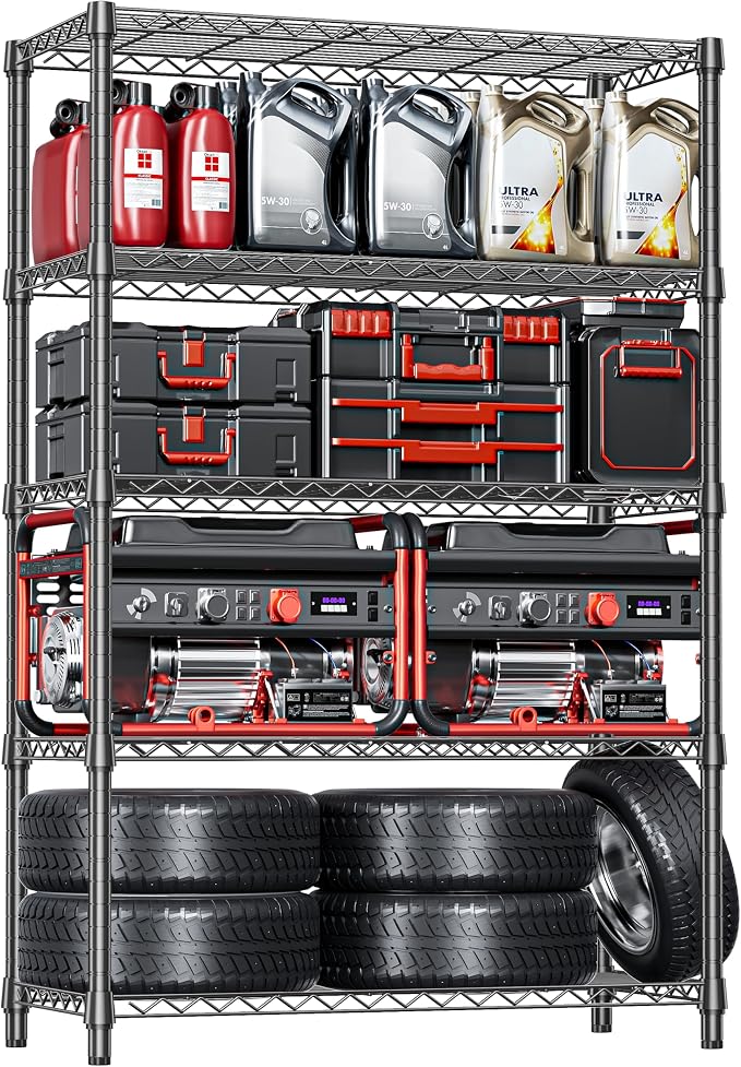 IZEUK 5-Tier Heavy Duty Metal Storage Shelving Unit, Adjustable Steel Wire Rack by Unknown