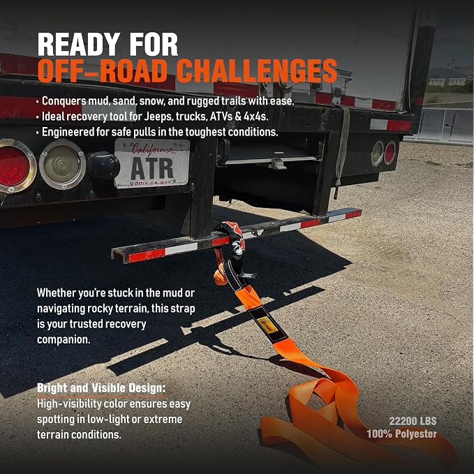 ATR Recovery Tow Strap 3" x 20ft – 22, 200 lbs Breaking Strength, Heavy Duty - Image 6