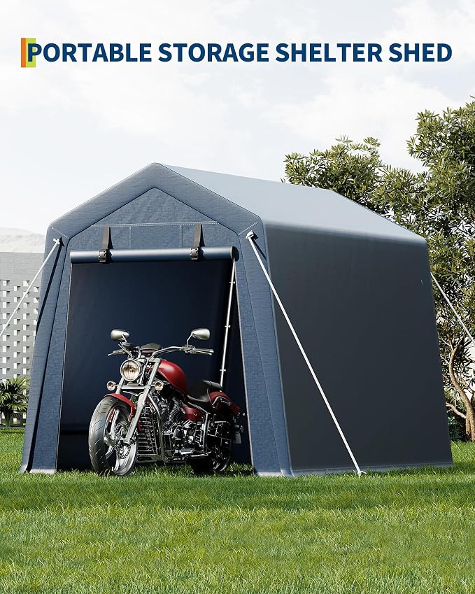 6x8 FT Motorcycle Shed, Durable Outdoor Motorcycle Storage Tent - Image 4