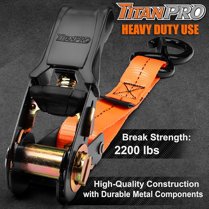 TitanPro Heavy Duty Ratchet Straps 4-Pack - Image 2
