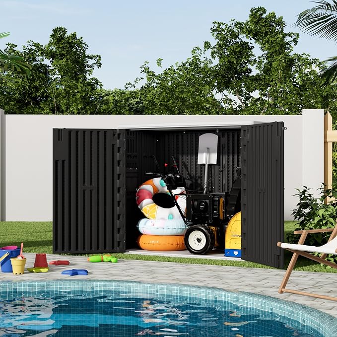 37Cu.ft Outdoor Storage Shed Waterproof, Horizontal Outdoor Storage Cabinet - Image 6