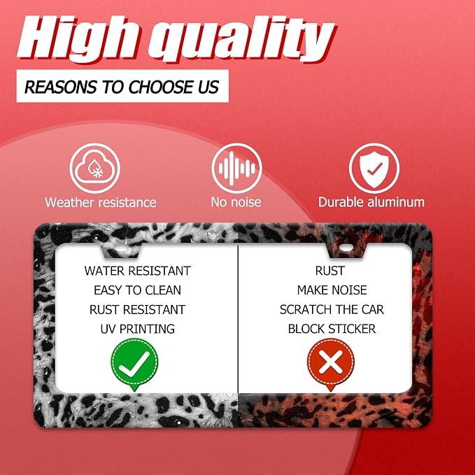 Beautiful Leopard Print License Plate Frame Cheetah Print Texture License Plate - Image 5