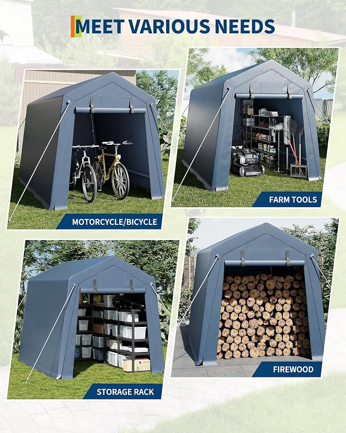 6x6 FT Motorcycle Shed, Durable Outdoor Motorcycle Storage Tent - Image 5