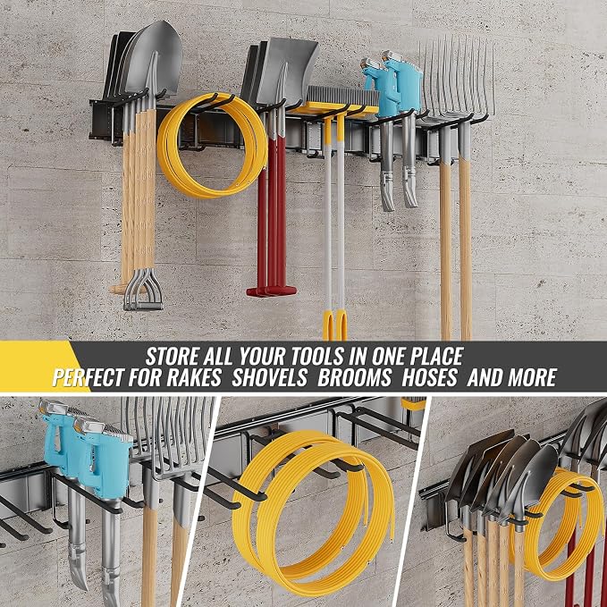 Garage Tool Rack Wall Mount – 32 Inches Heavy-Duty Garden Tool Holder - Image 3