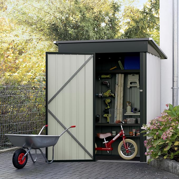 JUMMICO Metal Outdoor Storage Shed 5 x 3 FT Metal Shed - Image 7