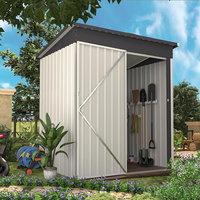 U-MAX 5' x 3' Outdoor Metal Storage Shed, Steel Garden Shed - Image 2
