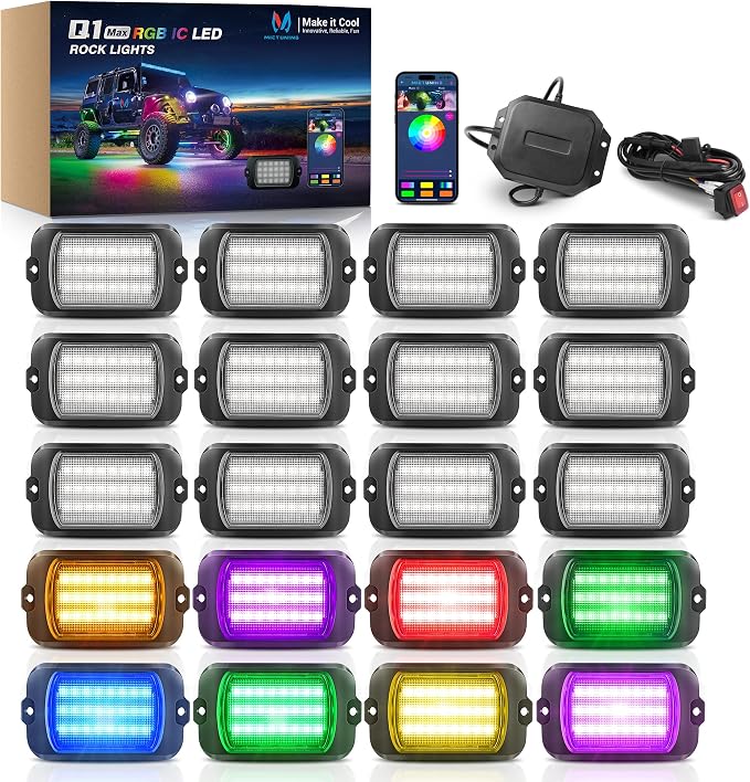MICTUNING 2025 1000% Bright Q1 MAX RGB+IC Rock Lights, 20 Pods Chasing by MICTUNINGINC