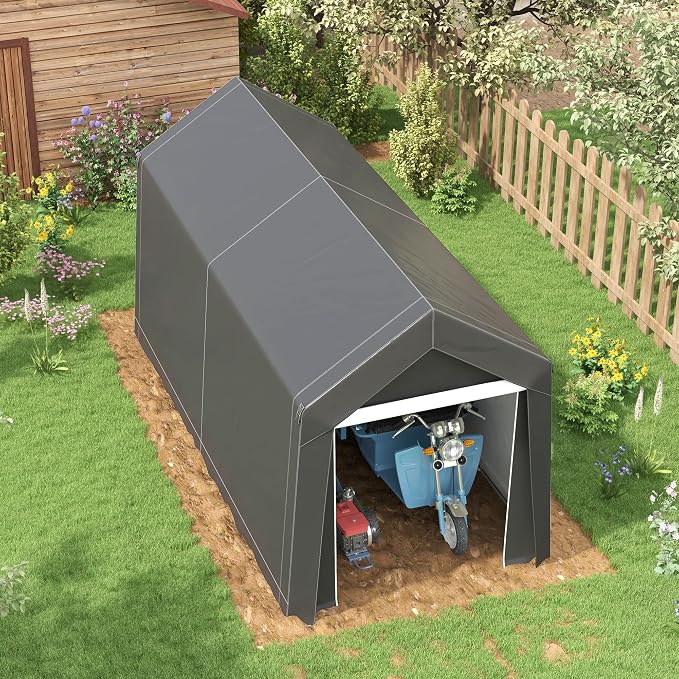 Outsunny 7' x 12' Portable Storage Shed Shelter, Heavy Duty Outdoor Shed - Image 9