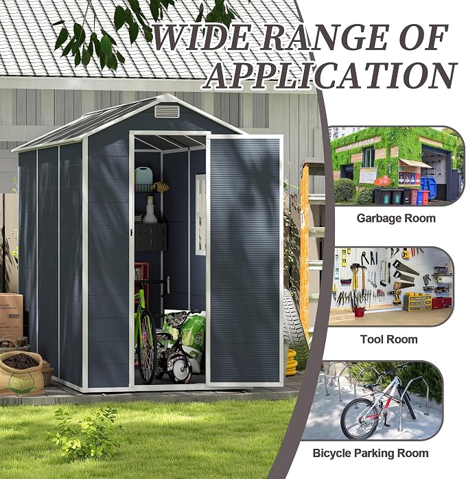 8x4 FT Outdoor Storage Resin Shed - Image 3