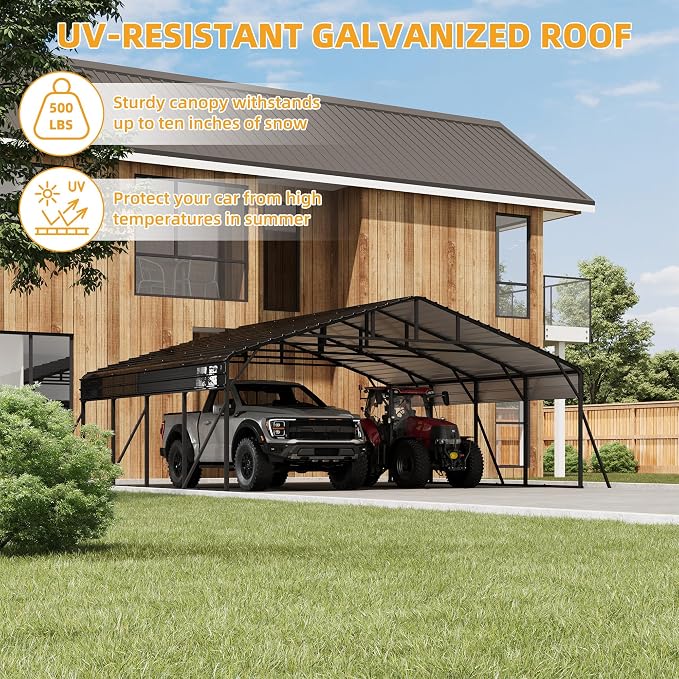 20' x 20' x 8.5' Heavy Duty Metal Carport - Image 3
