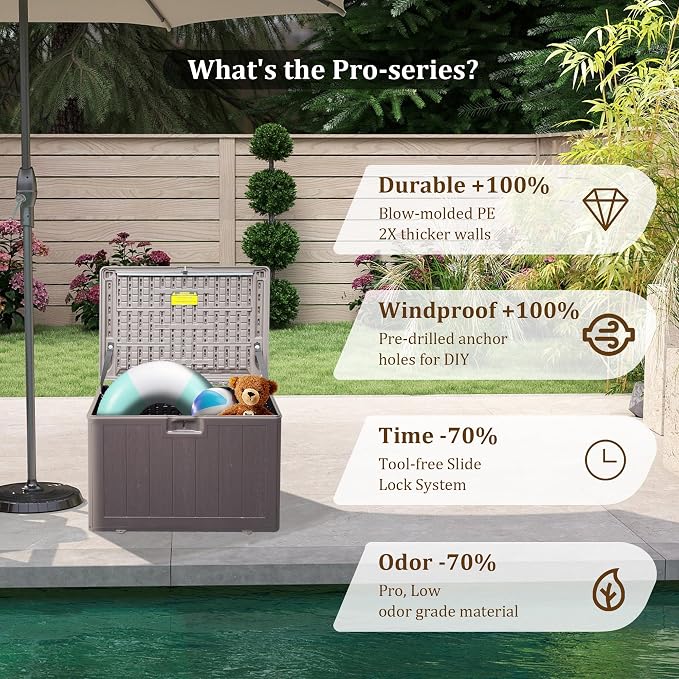 33 Gallon Pro Waterproof Outdoor Storage Bin Resin Deck Box - Image 2