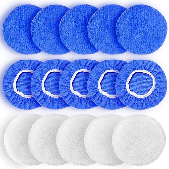 5 to 6 Inch Car Polisher Pad Bonnet, 10*Microfiber+5*Woollen by FONAROLL