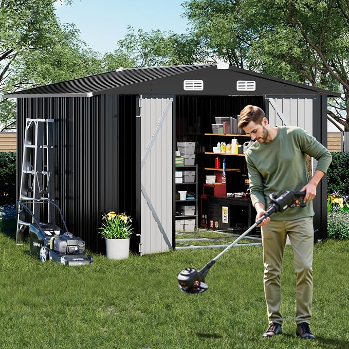 COMHOMA Shed Outdoor Storage Shed Metal, Lockable Doors Tool Sheds - Image 8