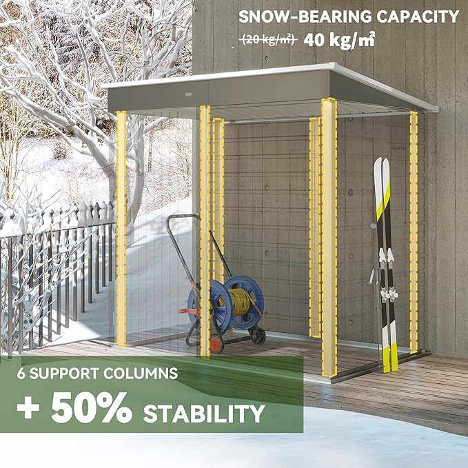 Outsunny 6' x 4' Outdoor Storage Shed, Metal Garden Tool Shed - Image 3