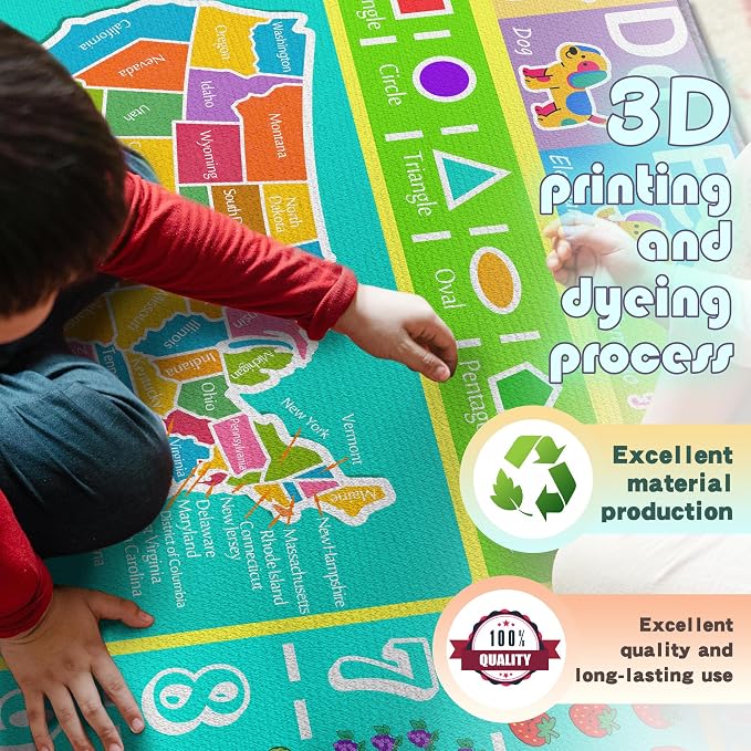 ABC Rug for Kids Playroom, 3x4 Washable Classroom Area Rugs, Educational - Image 3