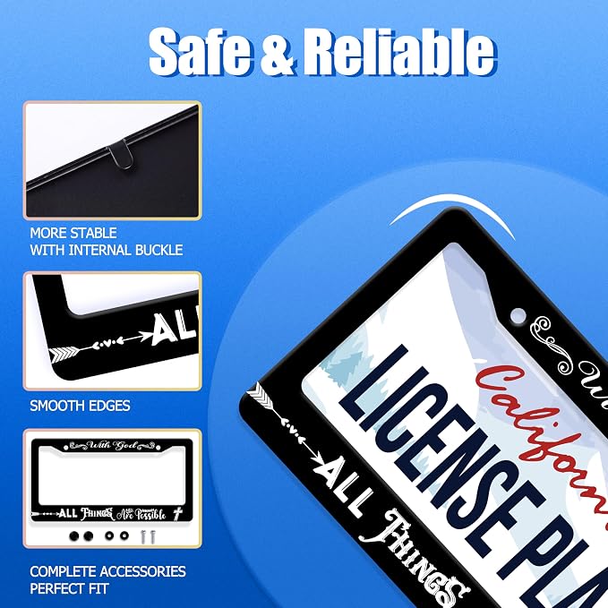 with God All Things are Possible License Plate Frame Christian License Plate - Image 2
