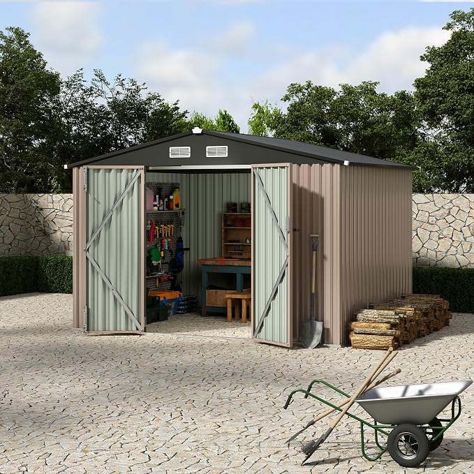 8x10 FT Metal Storage Sheds Outdoor, Metal Yard Sheds Garden Shed Kit, Tool Shed - Image 9