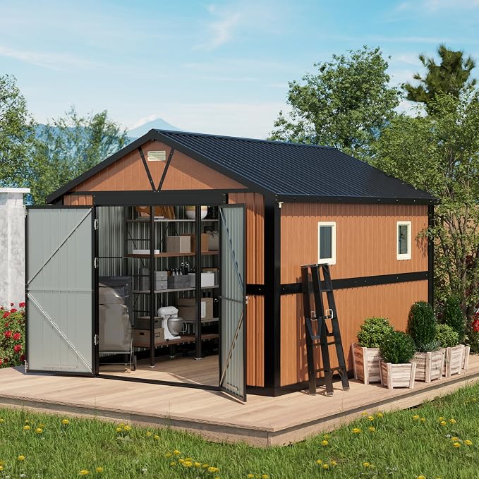 10x12 Ft Outdoor Storage Shed, Extra Large Metal Shed by Florise