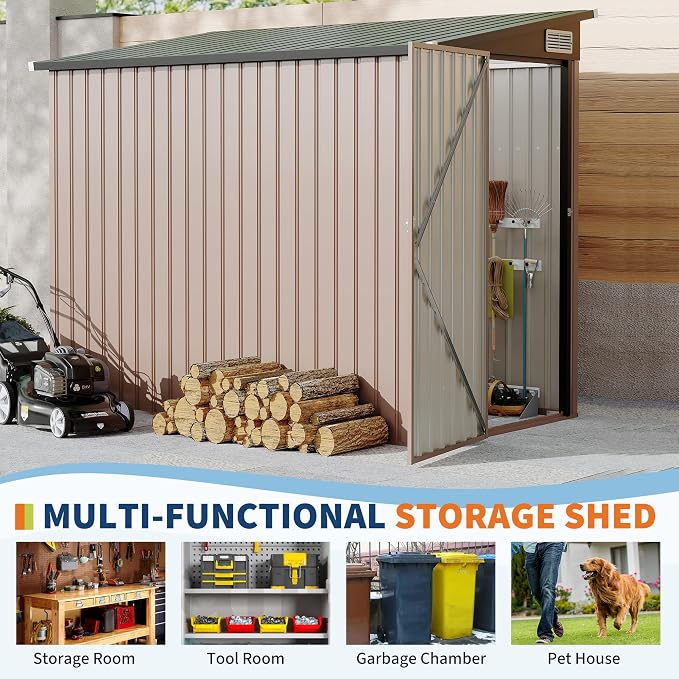 4' x 8' Outdoor Lean to Storage Sheds Outdoor, Heavy-Duty Lean to Garden - Image 3