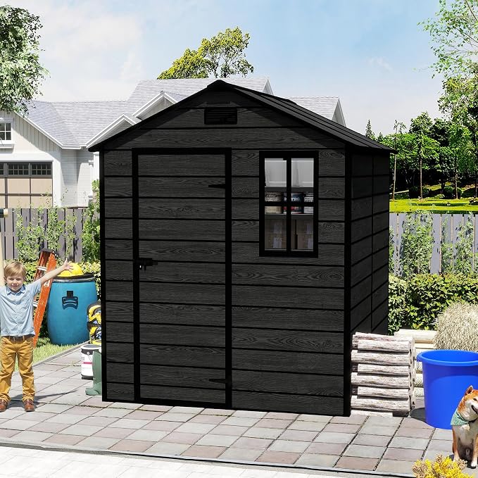 6x6 ft Outdoor Storage Shed, Garden Shed W/Window, Resin Storage Shed W/Air - Image 2
