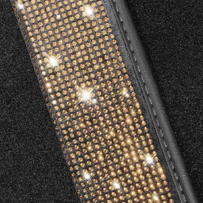 NBTEPEM Gold Bling Car Floor Mats Full Set, Universal Fit Most Cars - Image 5
