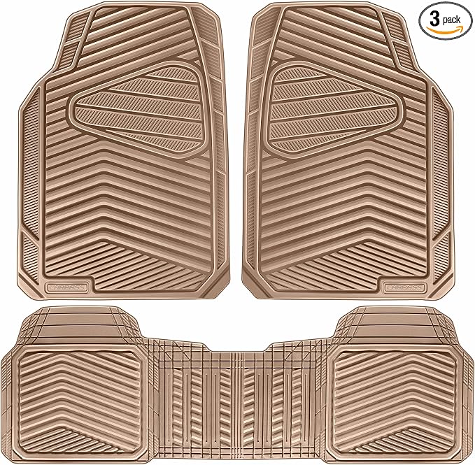 CAR PASS Rubber Car Mats, Car Floor Mats All Weather Car Mat Full Set 3 Piece by CARPASS