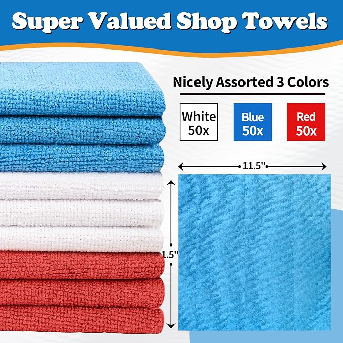FIXSMITH Shop Towels, Microfiber Cleaning Cloth Bulk, Microfiber Towels - Image 2