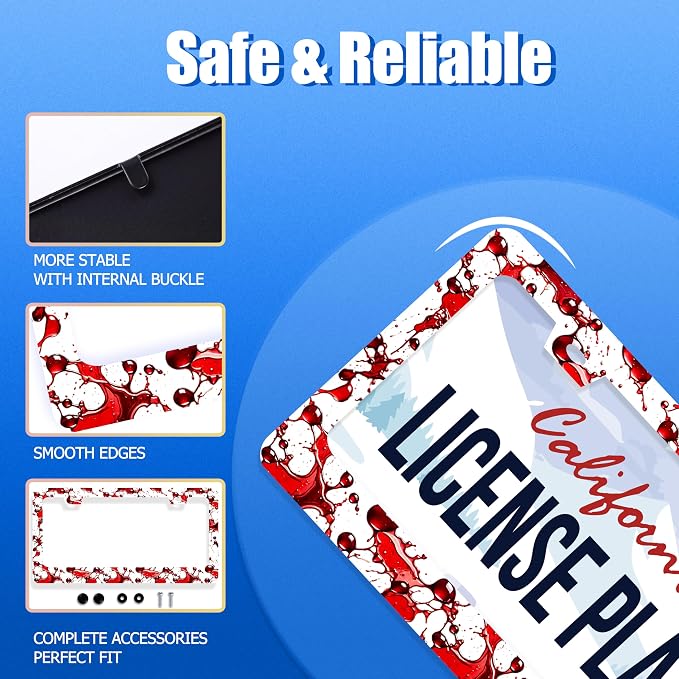 Scarry Blood Splattered License Plate Frame Halloween License Plate Stainless - Image 2