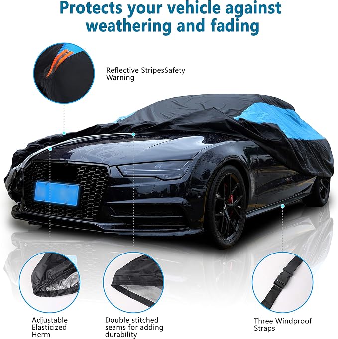 MORNYRAY Waterproof Car Cover All Weather Snowproof UV Protection Windproof - Image 2