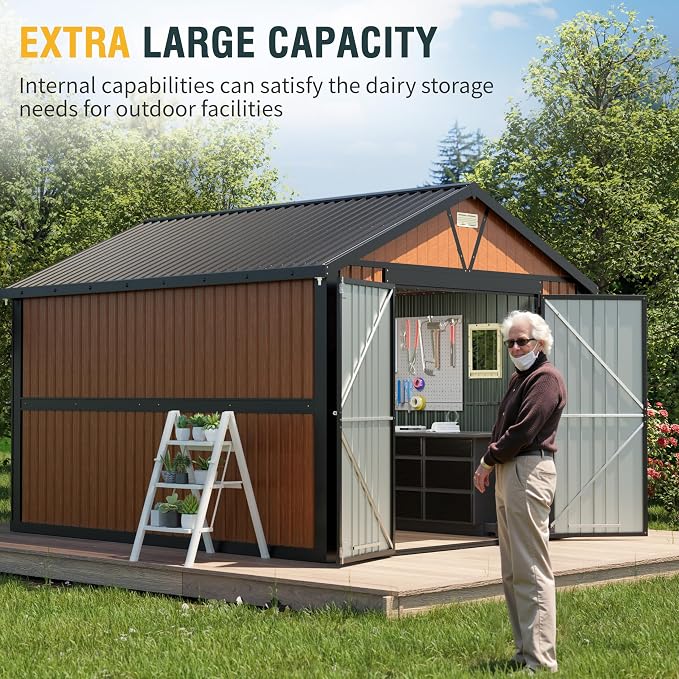 10x12 Ft Outdoor Storage Shed, Extra Large Metal Shed - Image 2